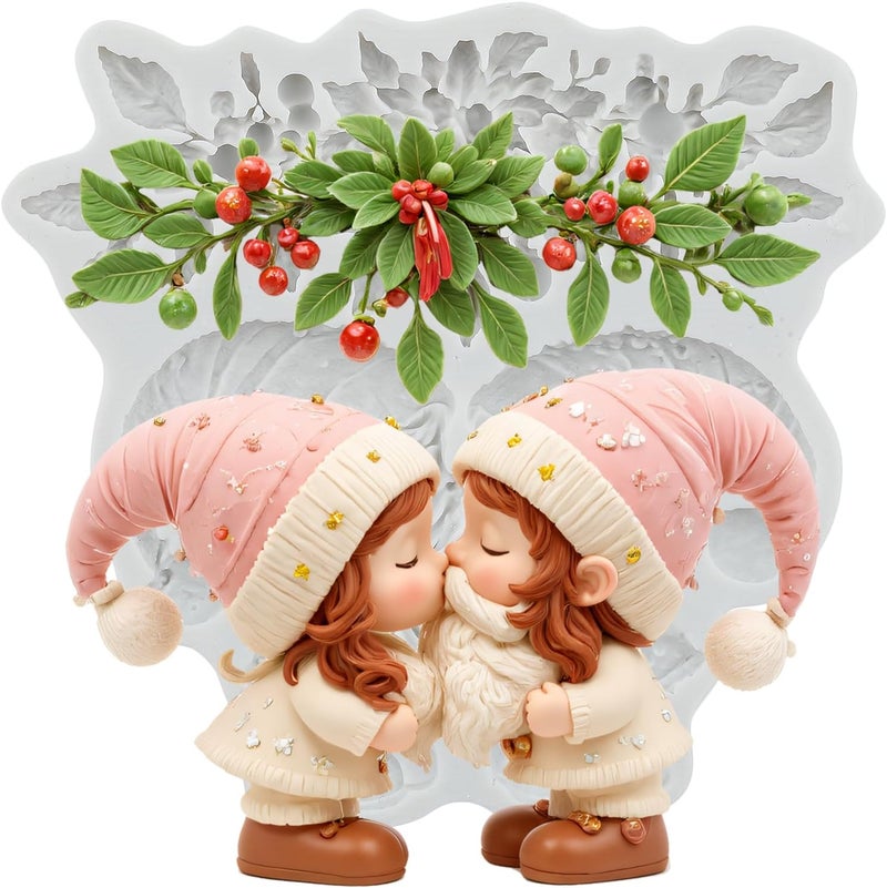 TAOXIBEI Christmas Silicone Mold Christmas Gnome Boy Girl Polymer Clay Molds Santa Claus Resin Mold for DIY Crafts Epoxy Resin Casting Air Dry Polymer Clay Plaster Jewelry Making - Image 1